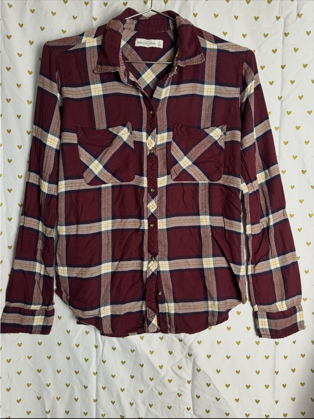 Abercrombie & Fitch Maroon Plaid Button-Down Shirt